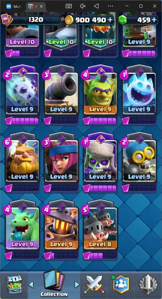 Clash Royale Accounts Global |CL 1320|KTL 13|Trophy 8019|117 Cards|1 MAX image 12