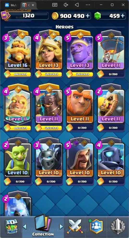 Clash Royale Accounts Global |CL 1320|KTL 13|Trophy 8019|117 Cards|1 MAX image 13