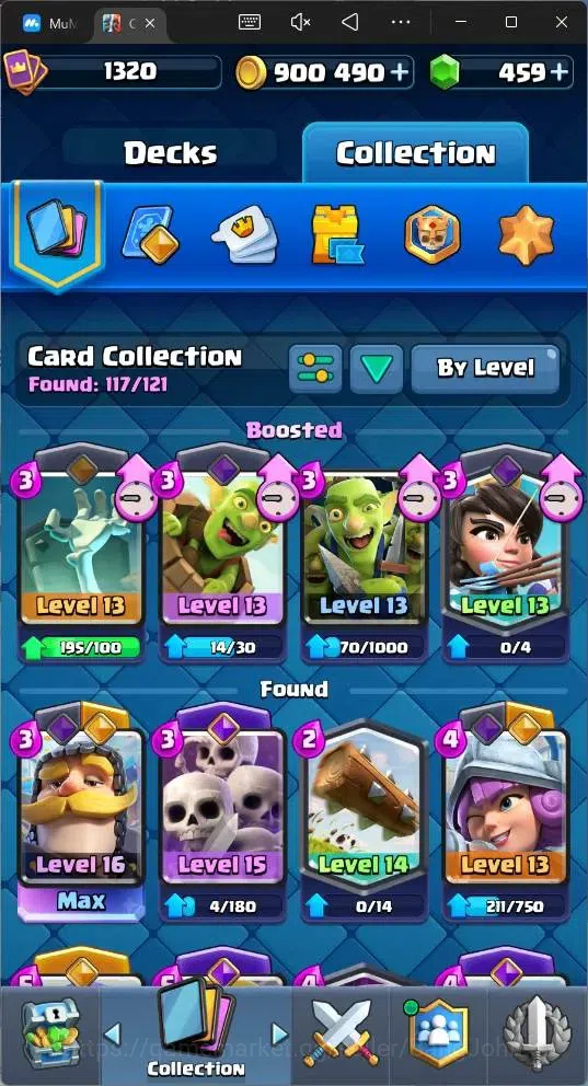 Clash Royale Accounts Global |CL 1320|KTL 13|Trophy 8019|117 Cards|1 MAX image 7