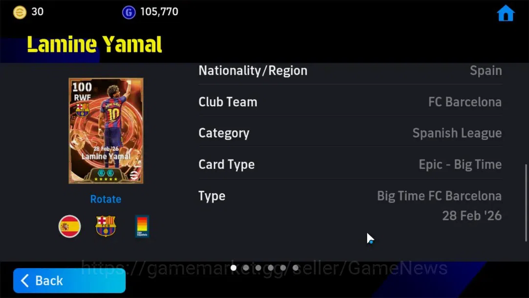eFootball Accounts Android|Epic-BigTime Lamine Yamal,Epic Gareth Bale image 11