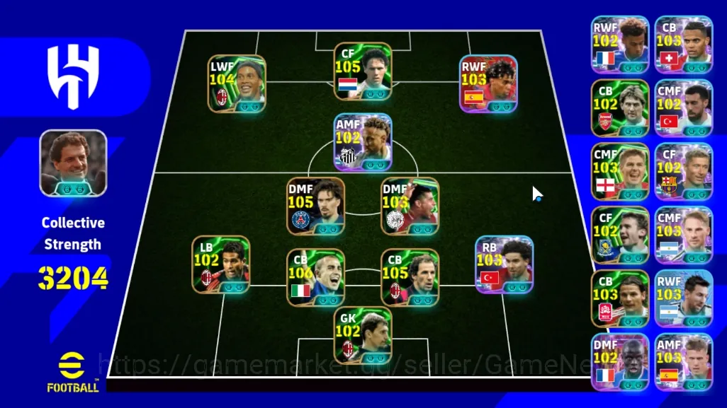 eFootball Accounts Others Andorid|Power 3204|17 Epic Fabio Cannavaro,Marco Van Basten,Vitinha,Franco Baresi,Ronaldinho 1