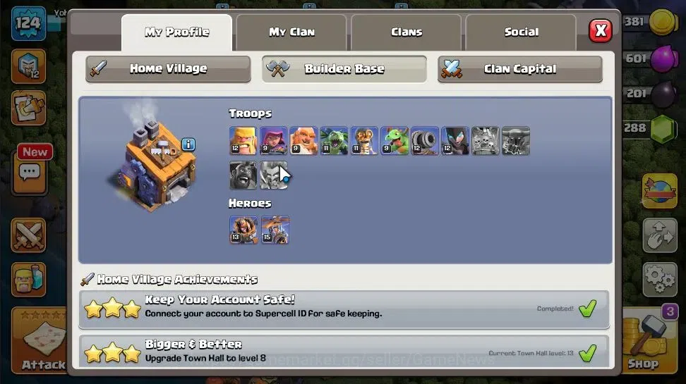 Clash of Clans Accounts LV 124|TH 13 - BH 8|Limited Skin|HH 7|BK 65,AQ 61, image 6