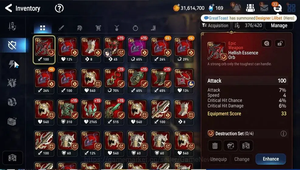 Epic Seven Accounts GLOBAL UnVerif|13 ML(Rhiana&Lucil,EIlynav,SSez,LW image 20
