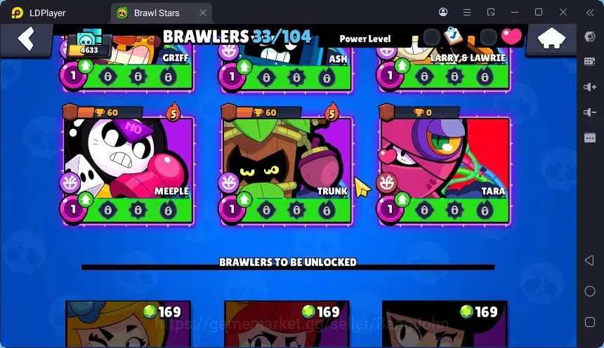 Brawl Stars Accounts Trophy 4633 |33 Brawler|2 Max Hc(Shelly,EMZ)|2 Legend(Nita,Shelly),2Mythic(Tara,Otis),3 Epic Skin|18895 11