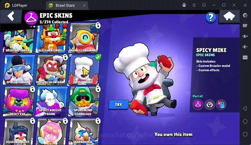 Brawl Stars Accounts Trophy 4633 |33 Brawler|2 Max Hc(Shelly,EMZ)|2 Legend(Nita,Shelly),2Mythic(Tara,Otis),3 Epic Skin|18895 15