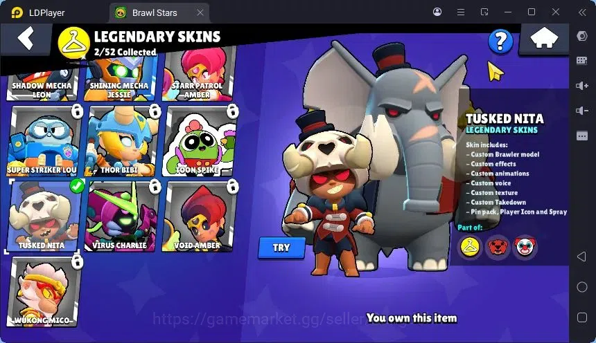 Brawl Stars Accounts Trophy 4633 |33 Brawler|2 Max Hc(Shelly,EMZ)|2 Legend(Nita,Shelly),2Mythic(Tara,Otis),3 Epic Skin|18895 20