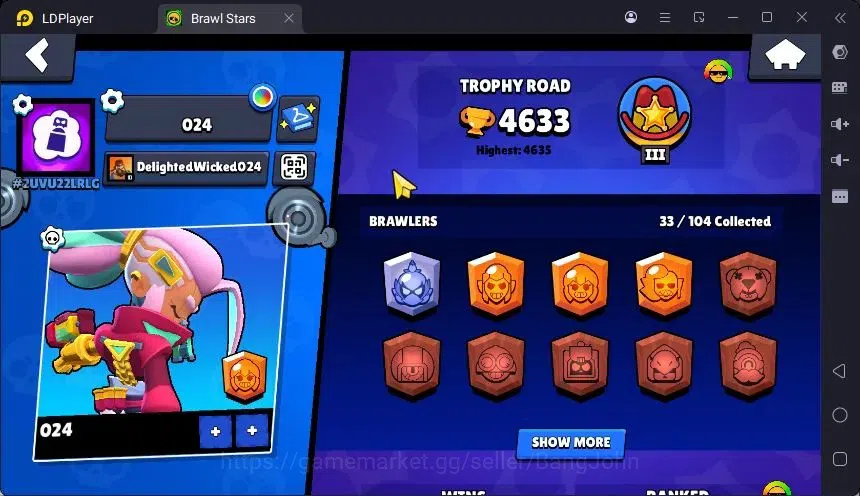 Brawl Stars Accounts Trophy 4633 |33 Brawler|2 Max Hc(Shelly,EMZ)|2 Legend(Nita,Shelly),2Mythic(Tara,Otis),3 Epic Skin|18895 3