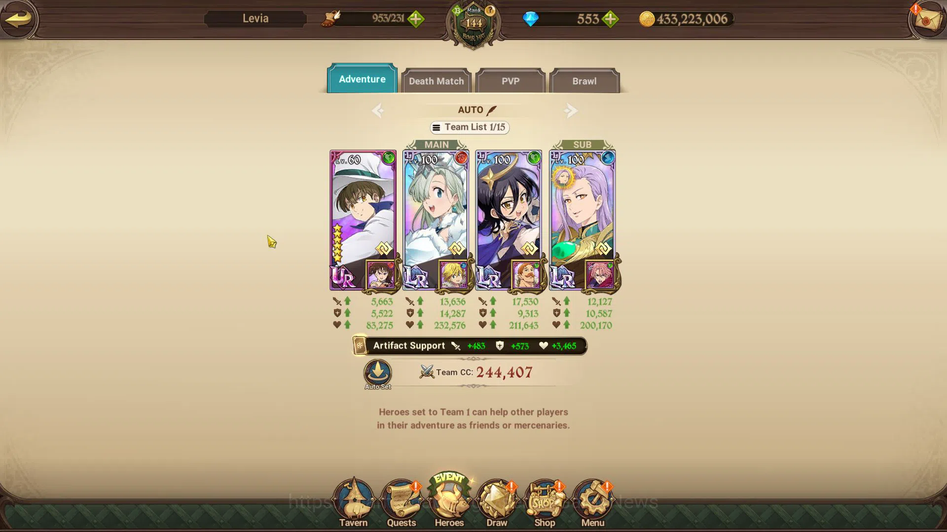 The Seven Deadly Sins: Grand Cross Accounts Midgame Asia|6,4M CC|553 DM+37 LS|4 LR +14 UR+Many 14