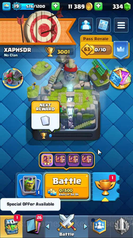 Clash Royale Accounts Lv 19|Trophy 3001|KTL 8|Limited Skin|Card 47|2 EVO image 1