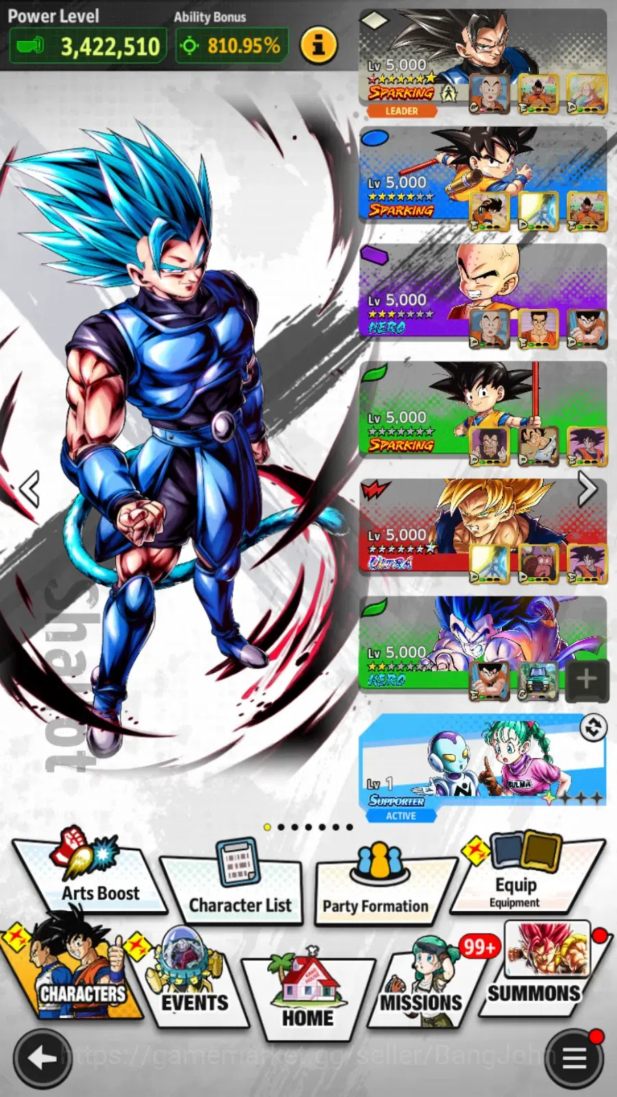 Dragon Ball Legends Accounts High-End Android |PVP Lvl 154|357M Ttl Power|1.3K CC|2 LR|4 UL|LR Trunks&Gohan,SSG Shallet|UL 11