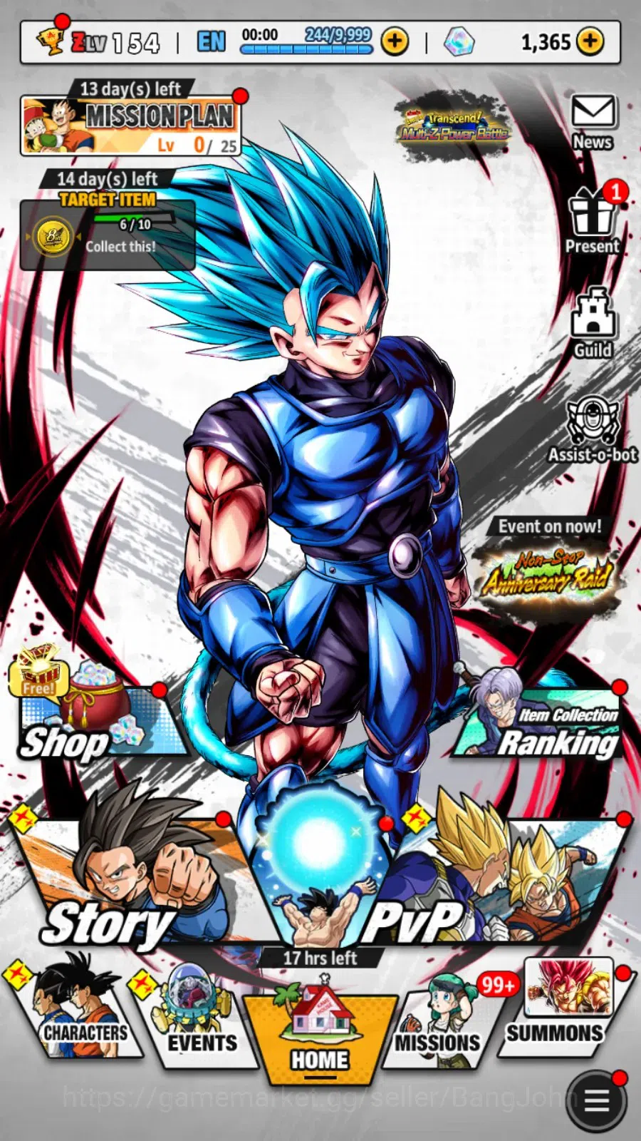 Dragon Ball Legends Accounts High-End Android |PVP Lvl 154|357M Ttl Power|1.3K CC|2 LR|4 UL|LR Trunks&Gohan,SSG Shallet|UL 12