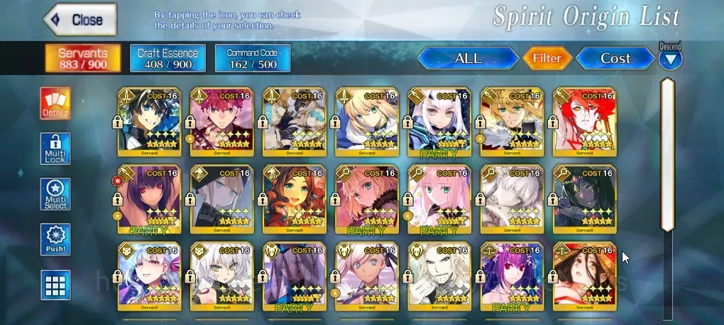 Fate-Grand Order Accounts NA Lv 135|B + G|29 SSR Servant|(Kama,Charlemagne,Miyamoto) Np2, Castoria,Skadi Ruler,Melusine 1