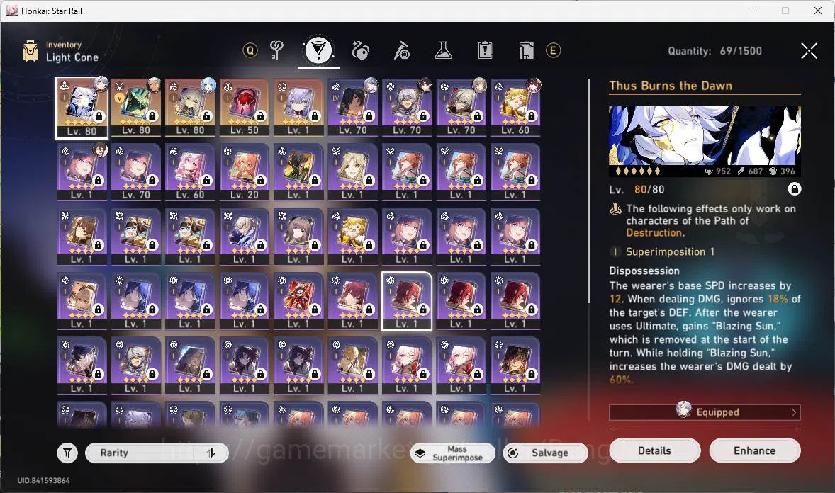 Honkai Star Rail Accounts Others ASIA | TL 64 | firefly, dahlia, Gallagher, more detail check SS HSR225B 5