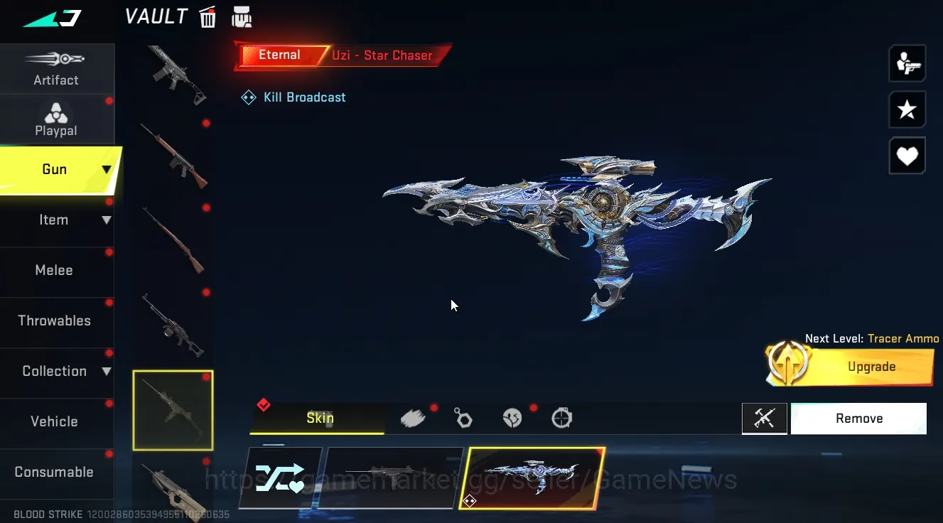 Blood Strike Accounts Starter ASIA|Eternal Uzi Star Chaser Level 2|Ultra (Origin-12 Thunderclaw Lv 2,Galil Knight Lv 2)|2 1