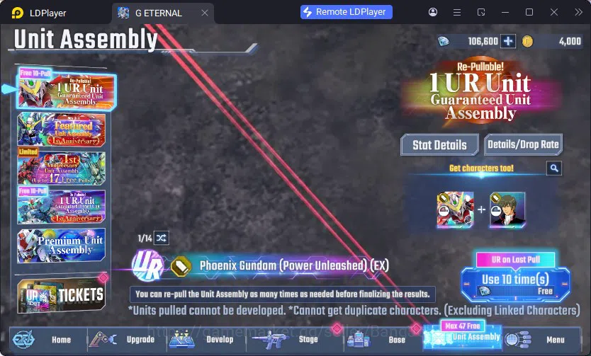 SD Gundam G Generation ETERNAL Accounts Global Rank 1 | FreshStory | 100+K Diamond, Selector Banner On, 8Gundam SSR+ 2Supp 5