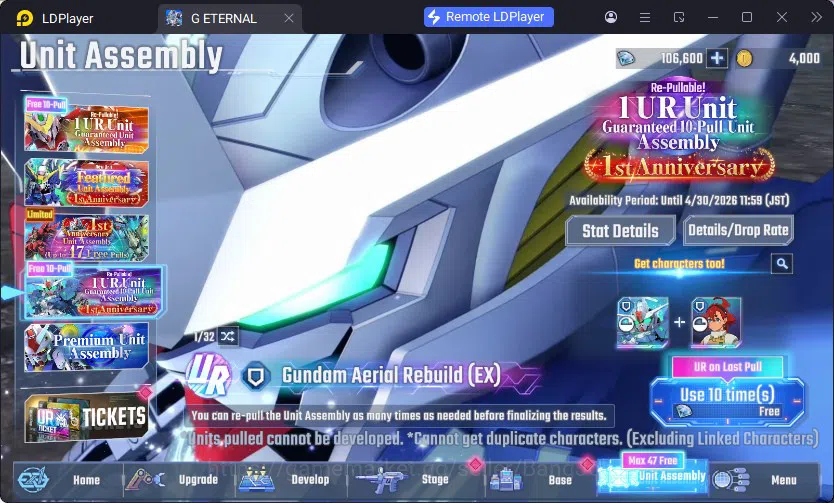 SD Gundam G Generation ETERNAL Accounts Global Rank 1 | FreshStory | 100+K Diamond, Selector Banner On, 8Gundam SSR+ 2Supp 7