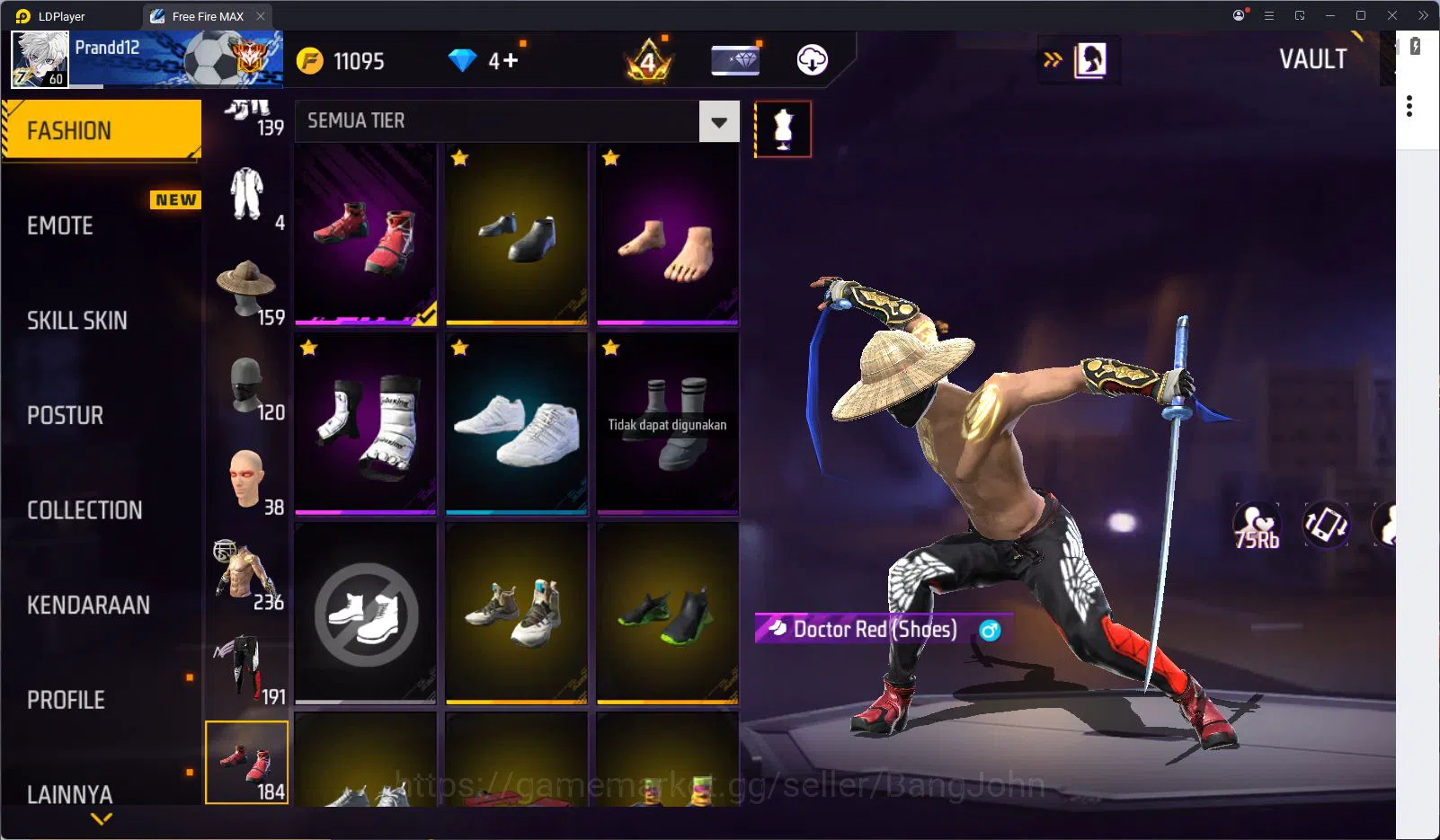 Free Fire Accounts Indonesia Vault 236 Jiraiya Bundle SG Gurun & Trog image 12