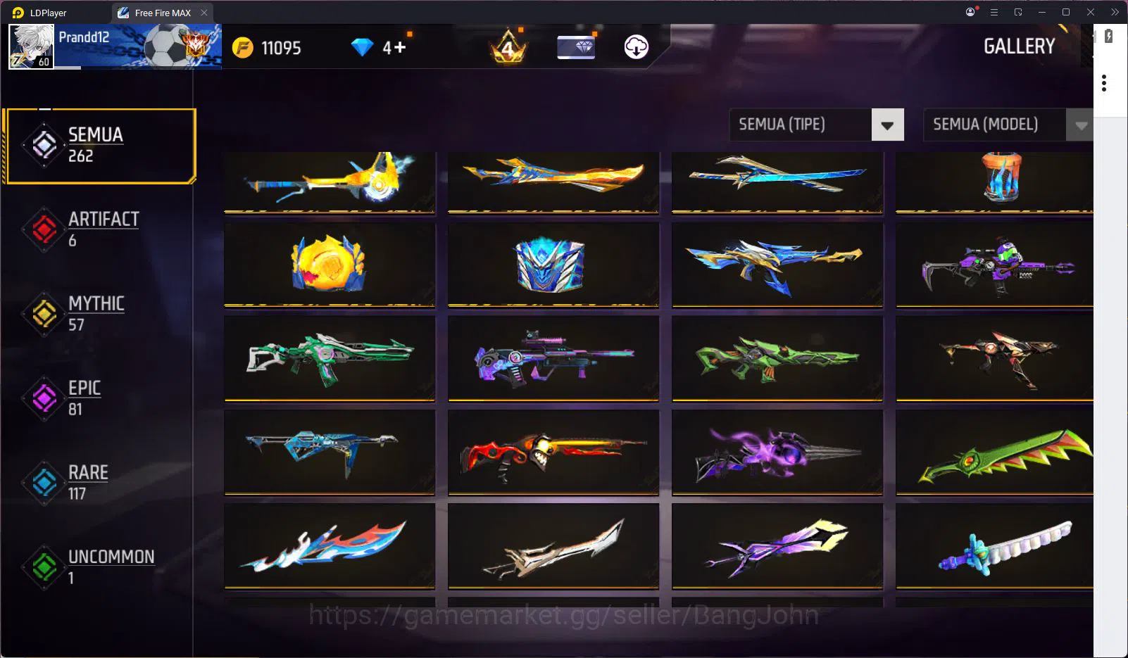 Free Fire Accounts Indonesia Vault 236 Jiraiya Bundle SG Gurun & Trog image 3