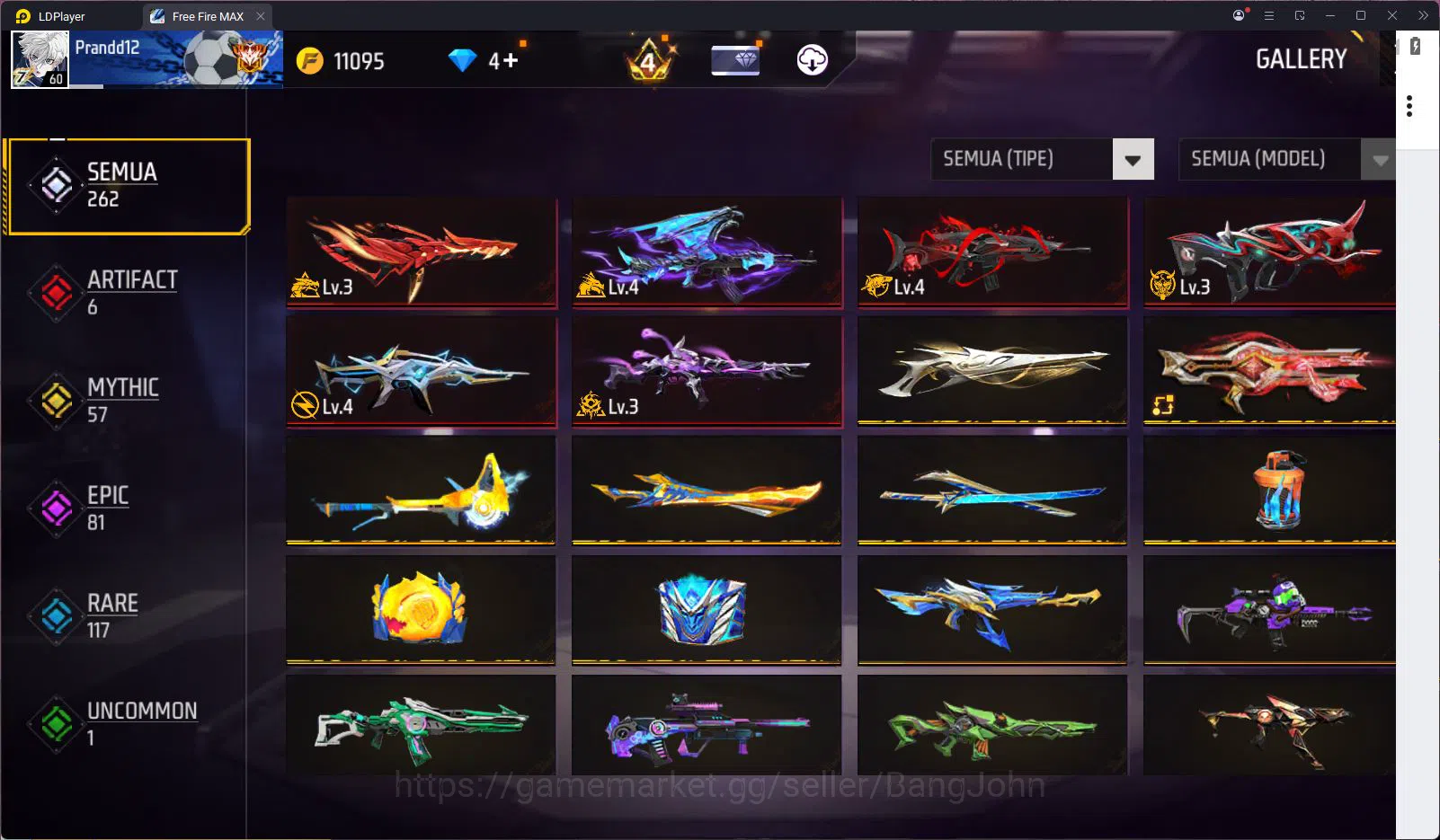 Free Fire Accounts Indonesia Vault 236 Jiraiya Bundle SG Gurun & Trog image 4