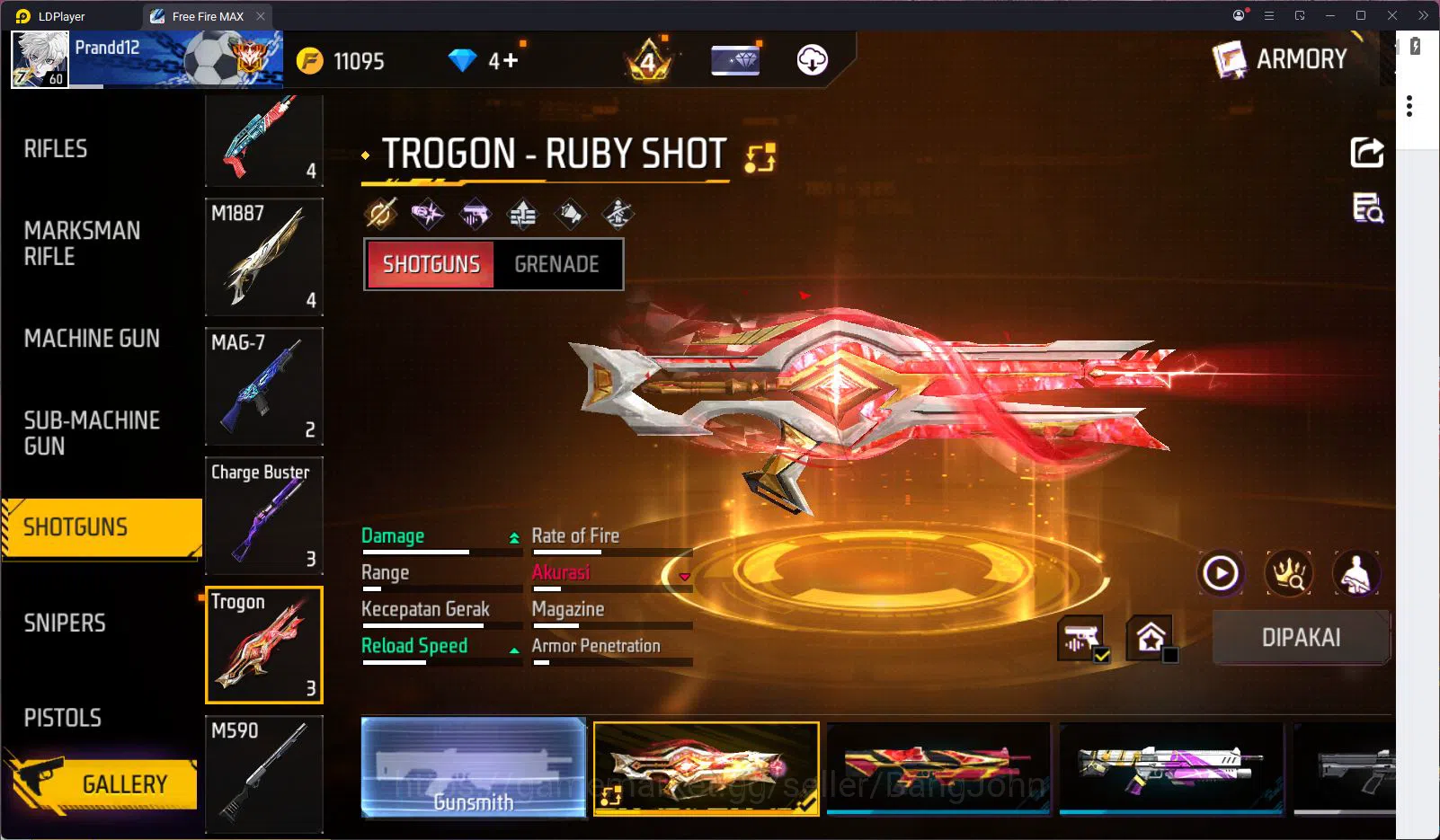 Free Fire Accounts Indonesia Vault 236 Jiraiya Bundle SG Gurun & Trog image 5