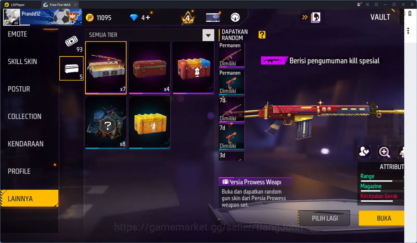Free Fire Accounts Indonesia Vault 236 Jiraiya Bundle SG Gurun & Trog image 7