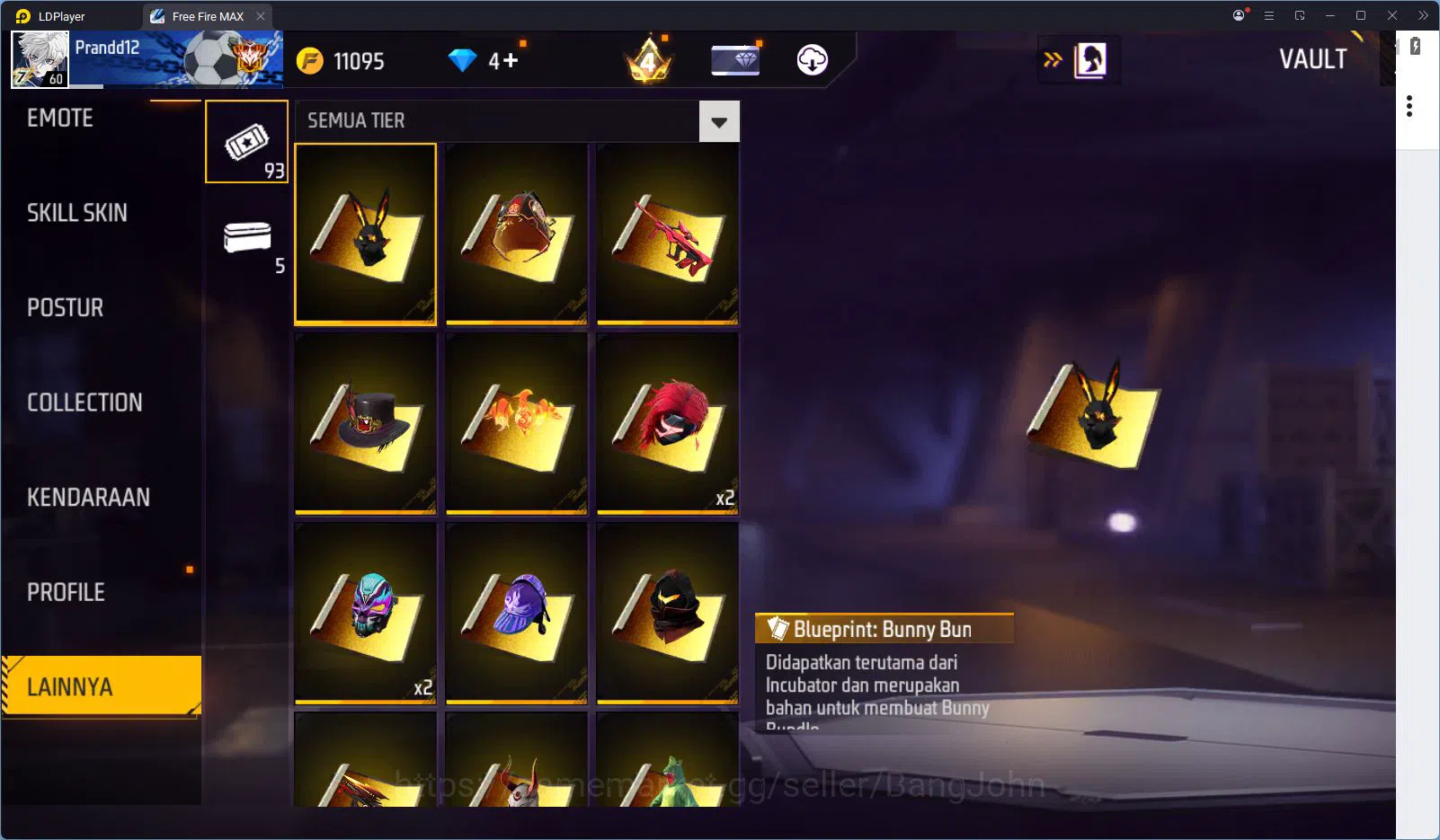 Free Fire Accounts Indonesia Vault 236 Jiraiya Bundle SG Gurun & Trog image 8