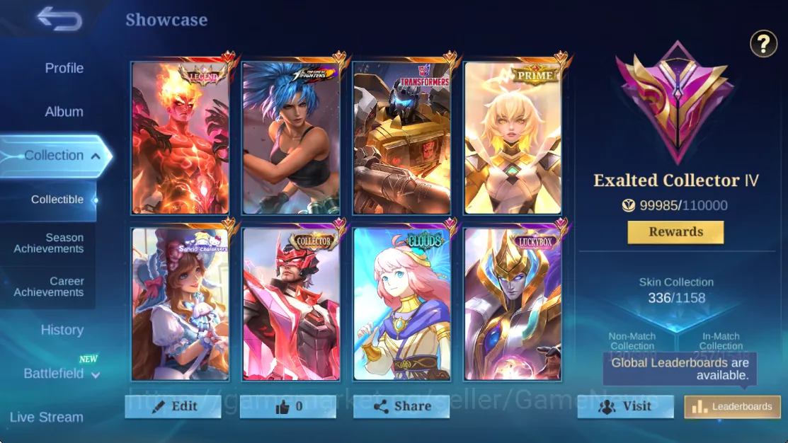 Mobile Legends: Bang Bang Accounts Rare Skin Hero 130|Skins 336|Legend Vallir|PRIME Beatrix,TF Roger,KOF Karina,Sanrio 1