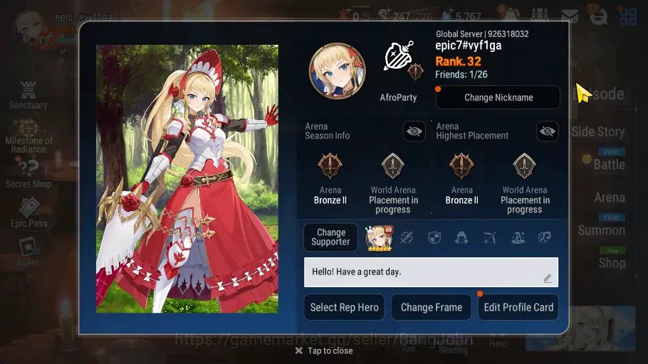 Epic Seven Accounts Global Unferif|2ML Salome,LoneWolf|SStone 5,7|Rank image 11