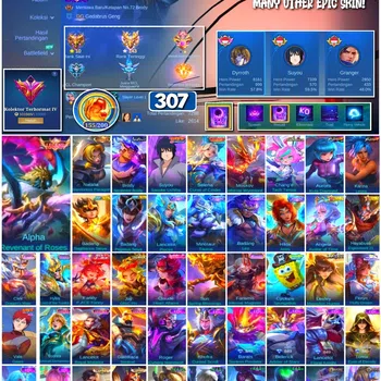Mobile Legends: Bang Bang Accounts 🔥 #3993 🔥 307 Skins 💎 Renowned Collector IV 👑 Legend Skin ⚔️ Naruto Sasuke Suyou