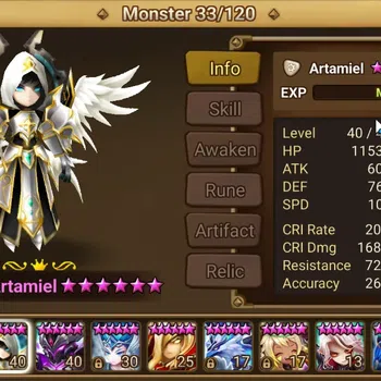 Summoners War: Sky Arena Accounts Others GLOBAL Lv76 2LND Combo (Artamiel, Gurkha)| 11 NB5 (Teshar,Moore,Werner