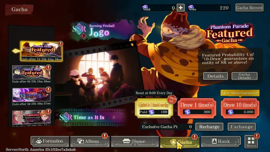Jujutsu Kaisen: Phantom Parade Accounts NA | Starter 5 SSR Yuji, Nobara, Maki, Panda, Gojo image 11