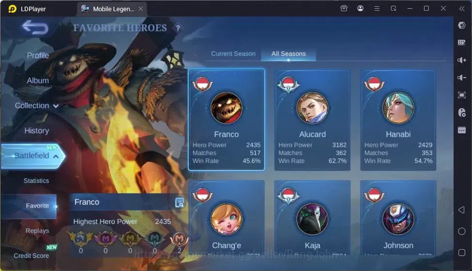 Mobile Legends: Bang Bang Accounts Global |Hero 132|Skin 307|Renowned|KOF Karina|CC N image 4
