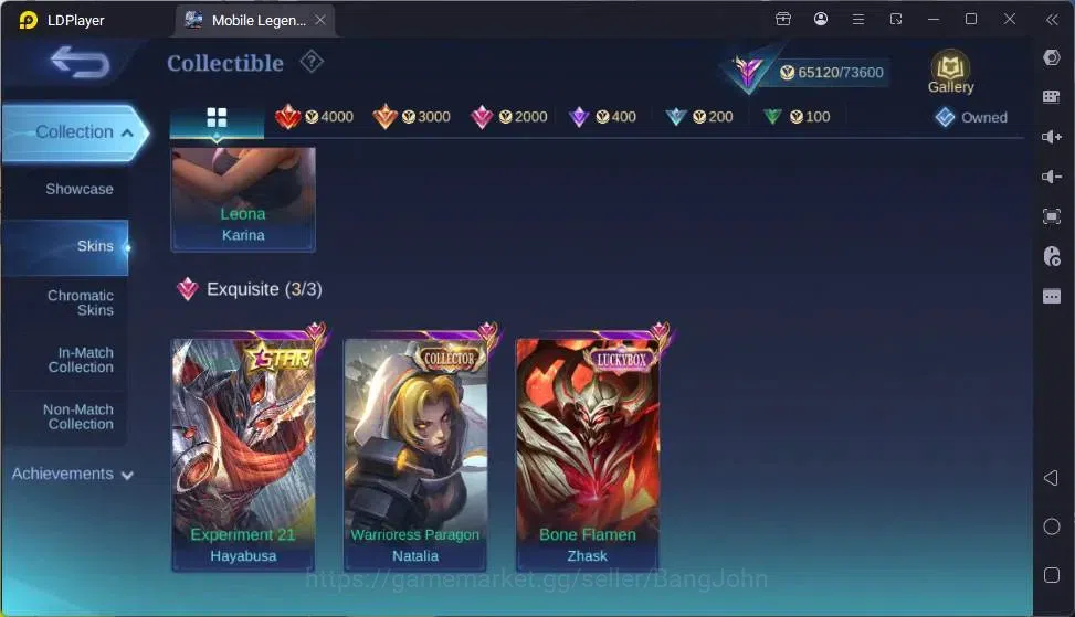 Mobile Legends: Bang Bang Accounts Global |Hero 132|Skin 307|Renowned|KOF Karina|CC N image 7