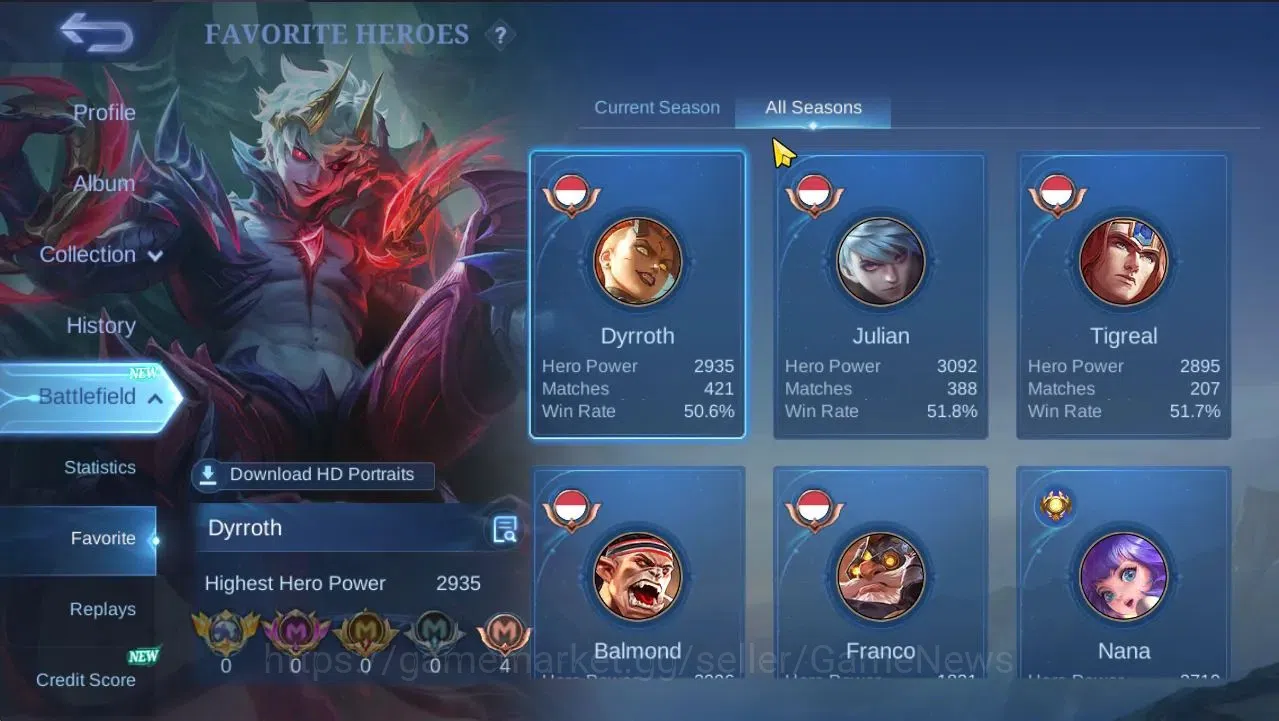 Mobile Legends: Bang Bang Accounts Hero 96|Skin 128|High Honor 32|CC Natalia,LB[Harit image 5