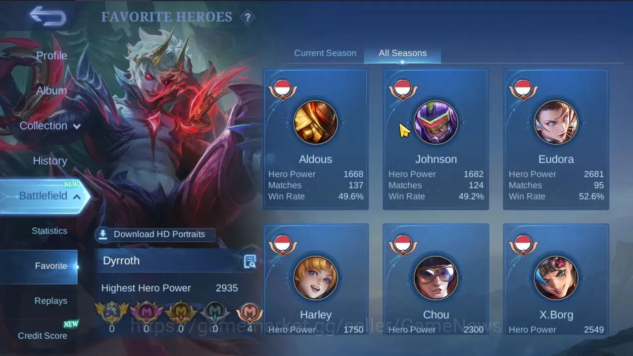 Mobile Legends: Bang Bang Accounts Hero 96|Skin 128|High Honor 32|CC Natalia,LB[Harit image 6