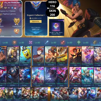Mobile Legends: Bang Bang Accounts Smurf BEST OFFER | HERO 116 | SKIN 200 | KARINA KOF | NATALIA COLLECTOR | CYCLOPS