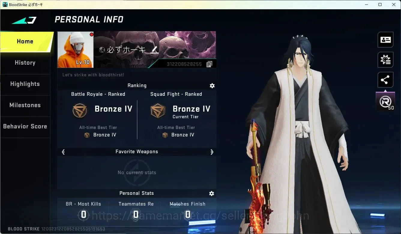 Blood Strike Accounts ASIA | BLEACH Byakuya Striker|4 BLEACH Lucky Chest image 1