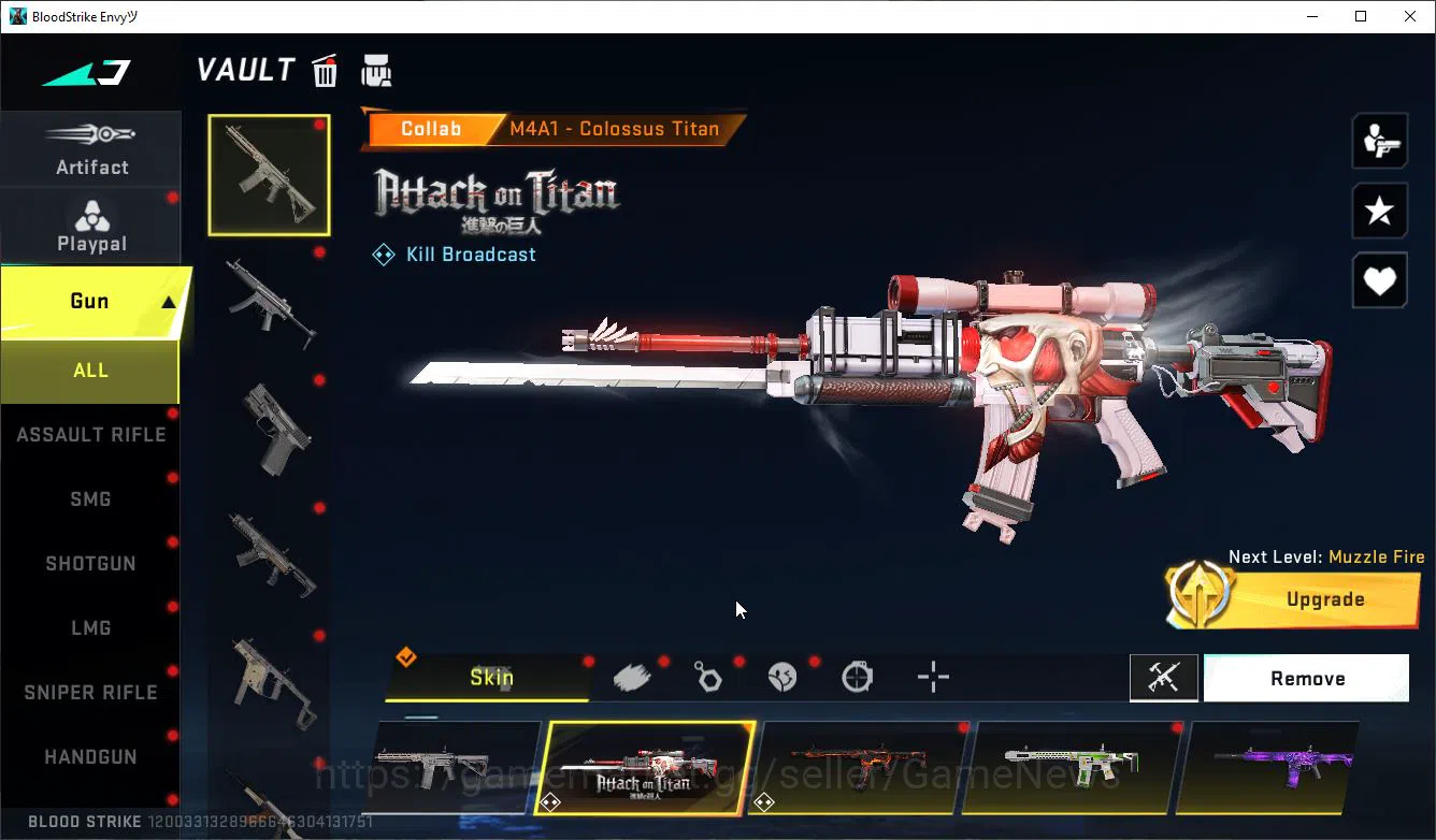 Blood Strike Accounts Mid-Tier ASIA|Collab AOT RAN-Mikasa,M700-Thunder,M4A1,KAG6,FAL,Aniv FAL-Draco+ 3 MELE 14