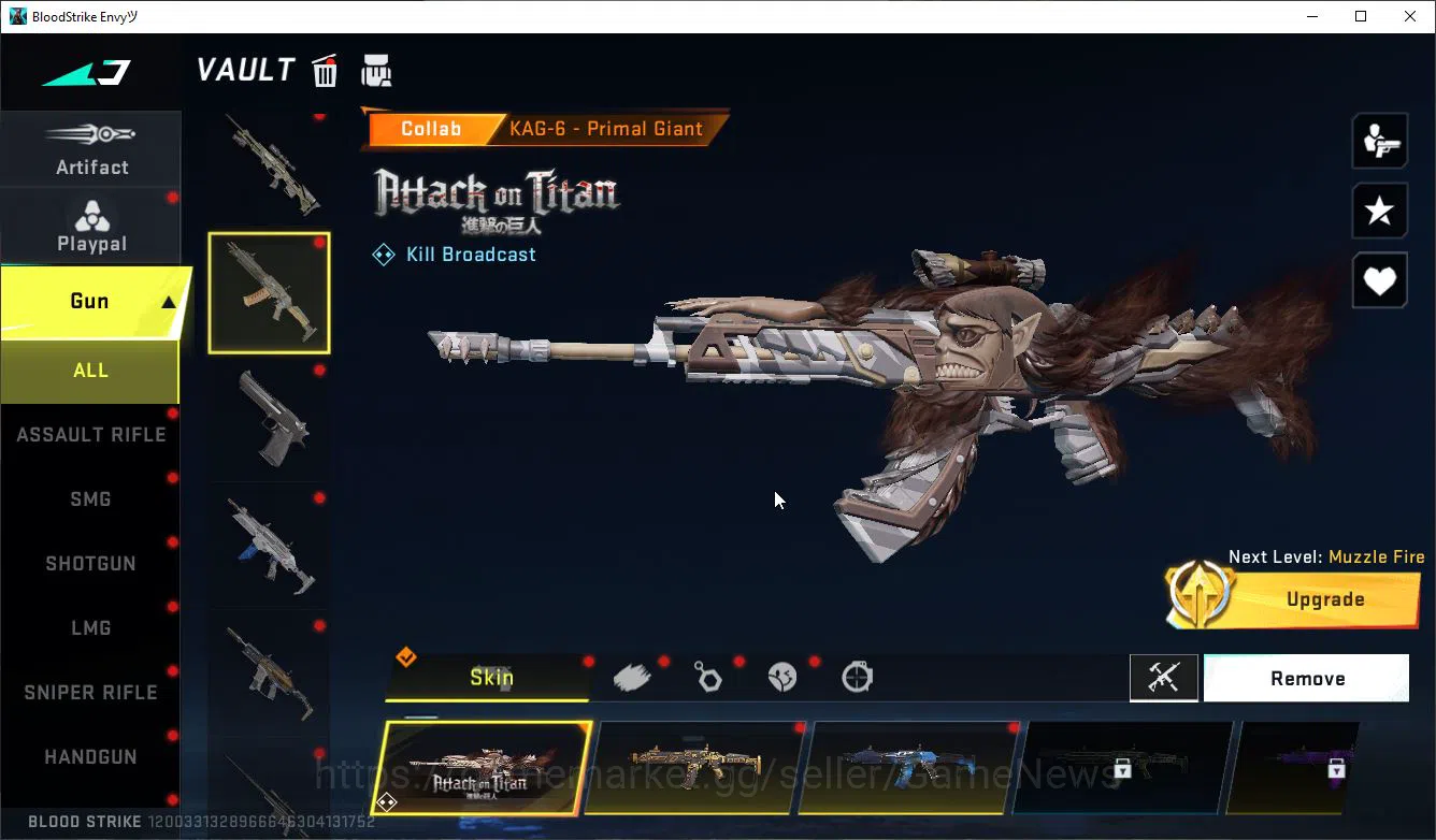 Blood Strike Accounts Mid-Tier ASIA|Collab AOT RAN-Mikasa,M700-Thunder,M4A1,KAG6,FAL,Aniv FAL-Draco+ 3 MELE 18