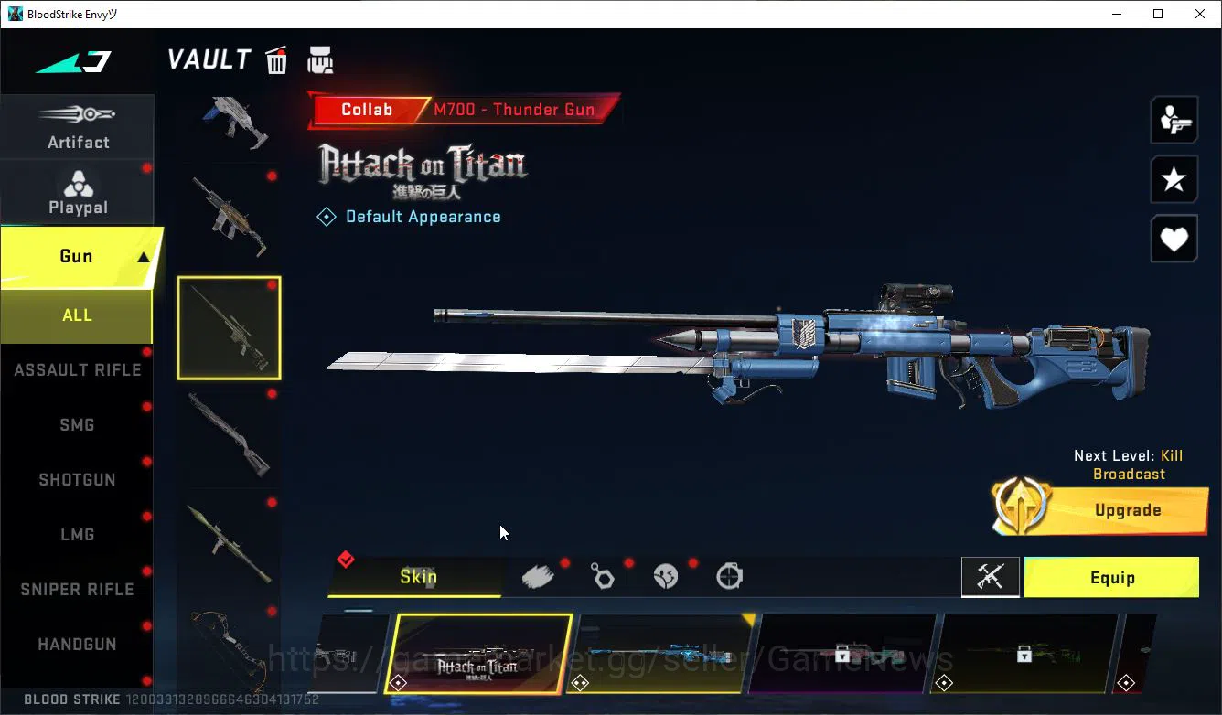 Blood Strike Accounts Mid-Tier ASIA|Collab AOT RAN-Mikasa,M700-Thunder,M4A1,KAG6,FAL,Aniv FAL-Draco+ 3 MELE 19