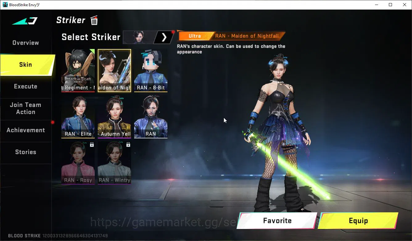 Blood Strike Accounts Mid-Tier ASIA|Collab AOT RAN-Mikasa,M700-Thunder,M4A1,KAG6,FAL,Aniv FAL-Draco+ 3 MELE 5