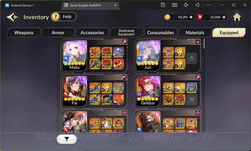 Seven Knights Re:Birth Accounts Global|4 EX7(Melia TC2,Juri TC 1,Fai,Gelidus)|37 T image 12
