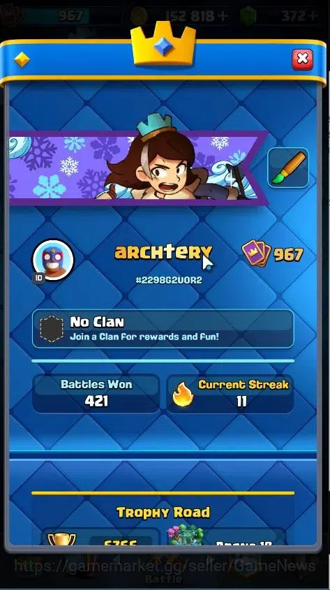 Clash Royale Accounts KTL 12|Trophy 6766|Limited Skin|Card 105|1 Hero 9  image 2
