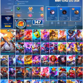 Mobile Legends: Bang Bang Accounts #4723 147 Skins | Lesley Deadeye Spectre (ASPIRANTS) | Floryn Fluffy Dream (SANRIO