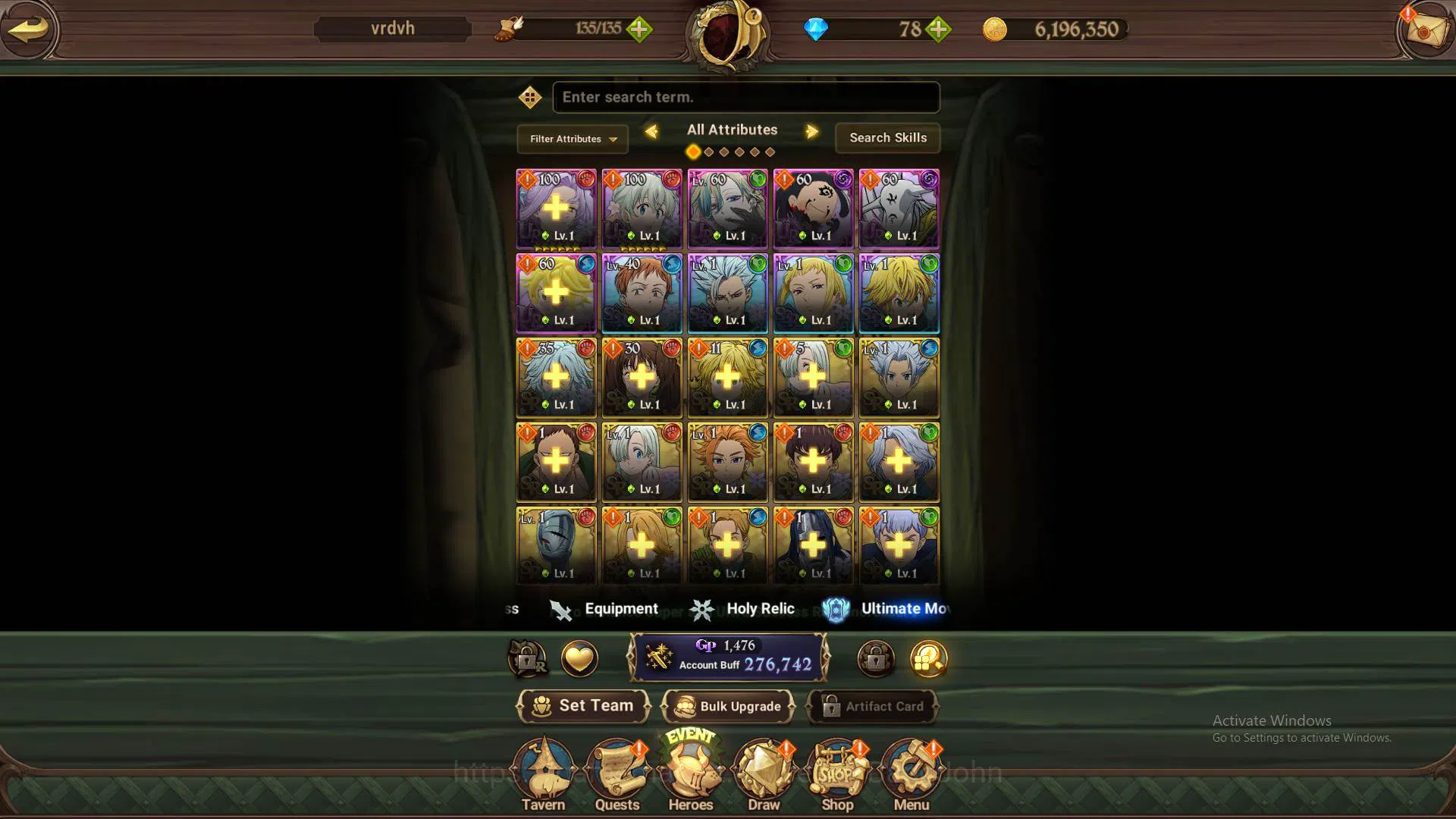 The Seven Deadly Sins: Grand Cross Accounts GLOBAL|276K CC|4 UR Salos, OppressorDK, Mael, DKMe image 4