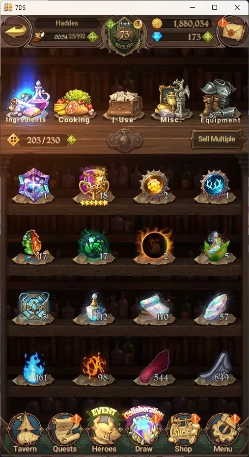 The Seven Deadly Sins: Grand Cross Accounts Endgame Asia|4,6M CC|173 DM+99 LS|5 LR+11 UR+Many Colab|Nmeli6/6,Cusack2/6,A 17