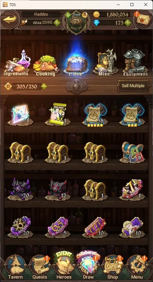 The Seven Deadly Sins: Grand Cross Accounts Endgame Asia|4,6M CC|173 DM+99 LS|5 LR+11 UR+Many Colab|Nmeli6/6,Cusack2/6,A 19