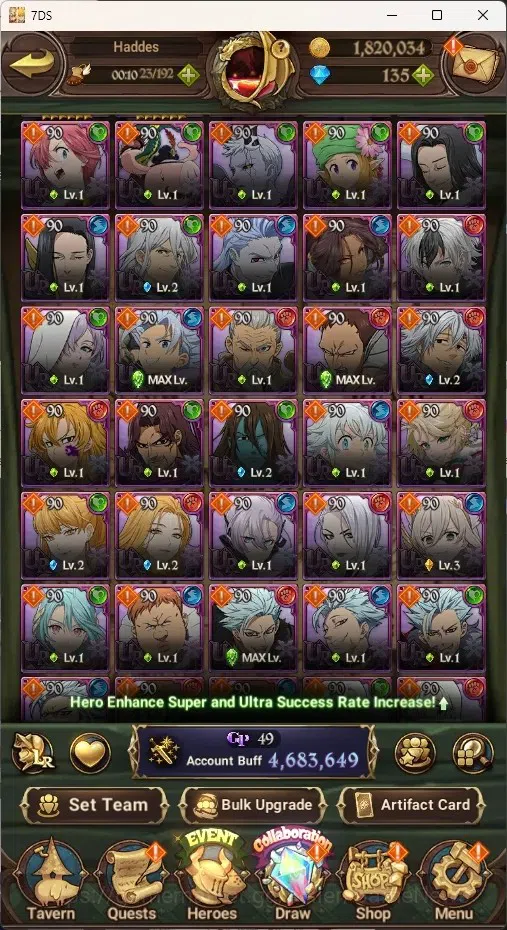 The Seven Deadly Sins: Grand Cross Accounts Endgame Asia|4,6M CC|173 DM+99 LS|5 LR+11 UR+Many Colab|Nmeli6/6,Cusack2/6,A 7