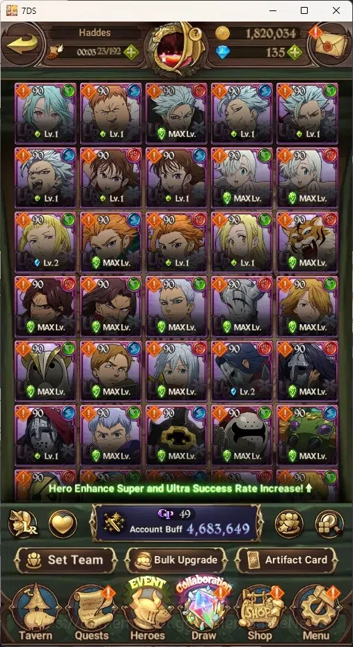 The Seven Deadly Sins: Grand Cross Accounts Endgame Asia|4,6M CC|173 DM+99 LS|5 LR+11 UR+Many Colab|Nmeli6/6,Cusack2/6,A 8