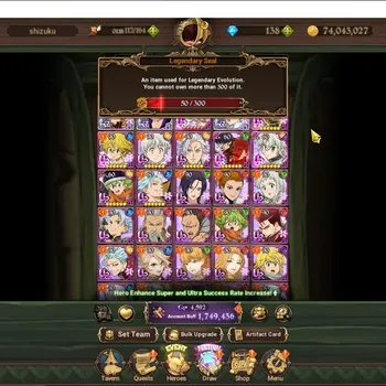 The Seven Deadly Sins: Grand Cross Accounts Endgame GLOBAL|1,7M CC|50 LS|3 LR & 12